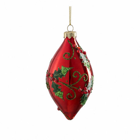 Christmas bauble Red with holly
