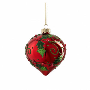 Christmas bauble Red with holly
