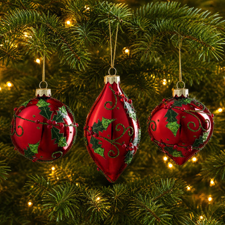 Christmas bauble Red with holly