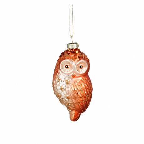 Christmas bauble Owl orange/pink