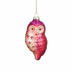 Christmas bauble Owl orange/pink