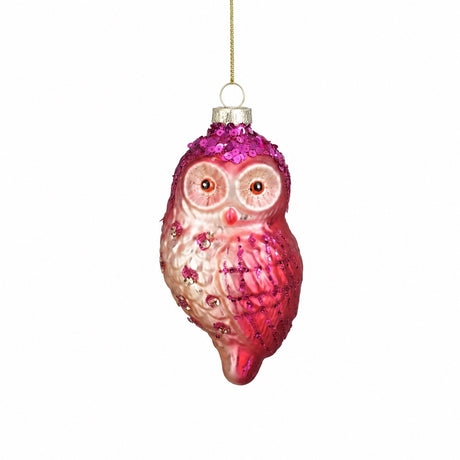 Christmas bauble Owl orange/pink