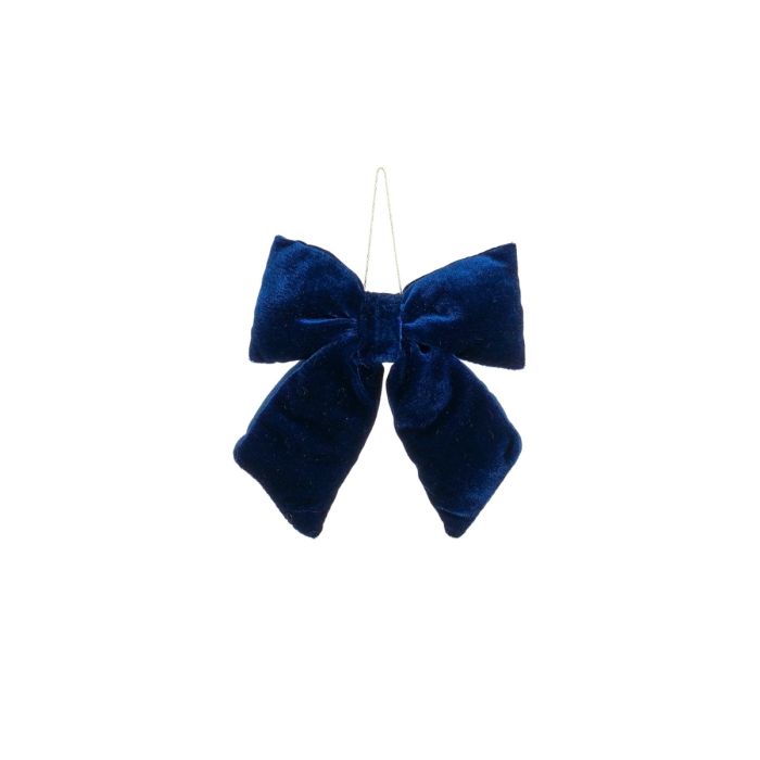 Sløjfe i blå velour 15 cm bred
