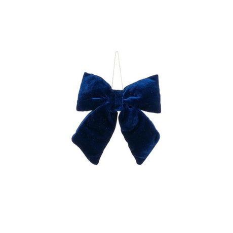Sløjfe i blå velour 15 cm bred