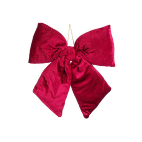 Dark red velour bow, 30 cm wide