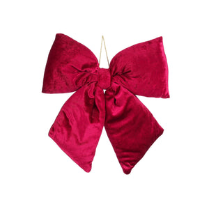 Dark red velour bow, 30 cm wide