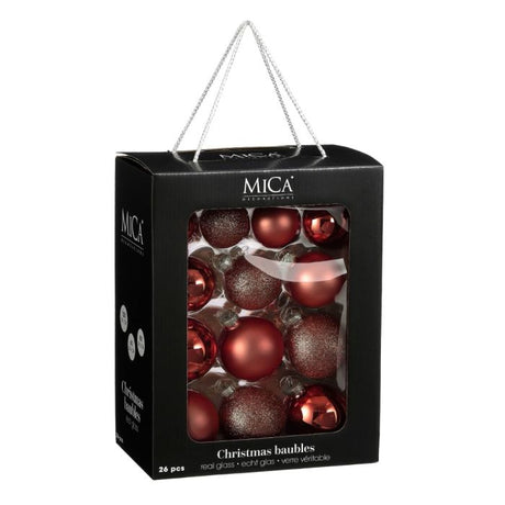 Julekugler 26-pak mørkerøde