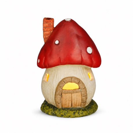 Mushroom house with LED lights 12 cm high