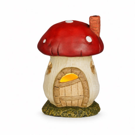 Mushroom house with LED lights 12 cm high