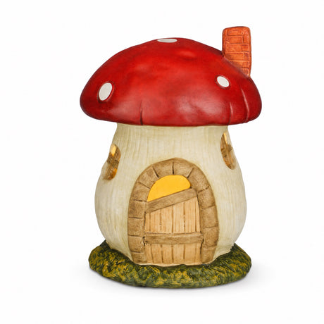 Mushroom house with LED lights 16 cm high