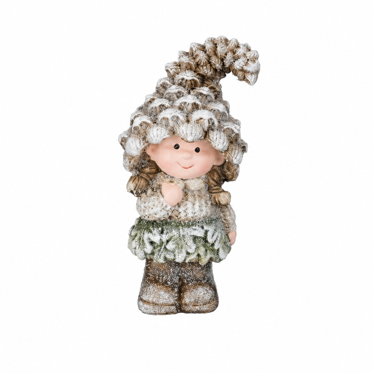 Winter children with pine cone hats
