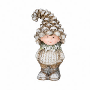 Winter children with pine cone hats