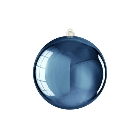 Large shiny blue Christmas bauble, 20 cm diameter, recycled plastic