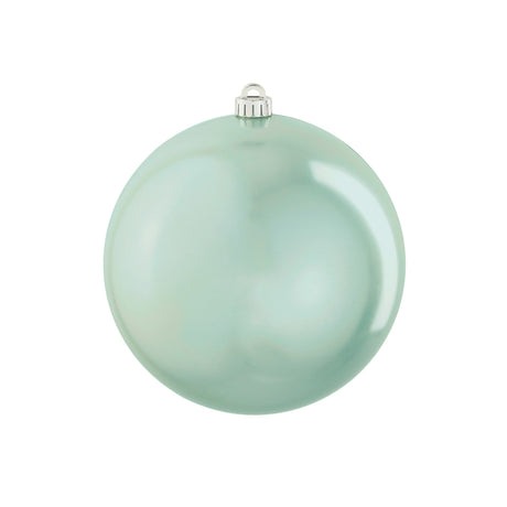 Large glossy mint-green Christmas bauble, 25 cm diameter, made from recycled plastic