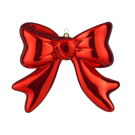 Large red bow made from recycled plastic, 20 cm, for hanging