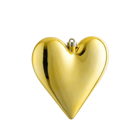Large gold-colored Christmas heart, 20 cm diameter, made from recycled plastic