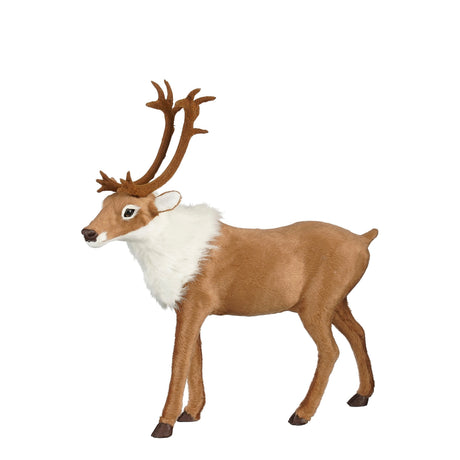 Decorative deer with faux fur and antlers, 35 cm tall