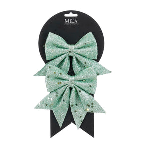 Mint green bows, 12 cm wide, pack of 2