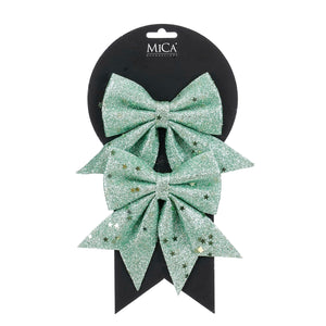 Mint green bows, 12 cm wide, pack of 2