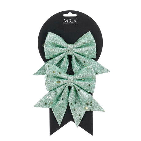 Mint green bows, 12 cm wide, pack of 2