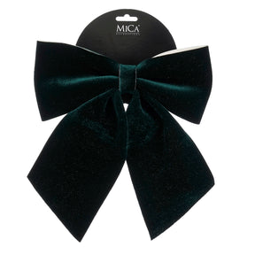 Dark green bow with gold-colored glitter, 24 cm long