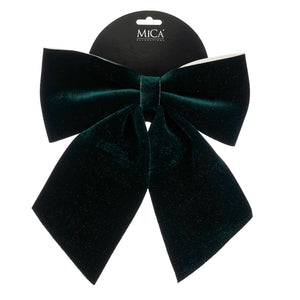Dark green bow with gold-colored glitter, 24 cm long