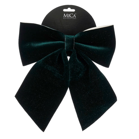 Dark green bow with gold-colored glitter, 24 cm long