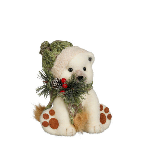 Decorative polar bear with hat and scarf