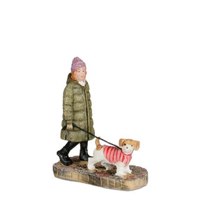 LuVille Vintertur med hund figur til juleby