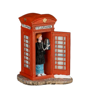 LuVille Engelsk telefonboks med figur til juleby
