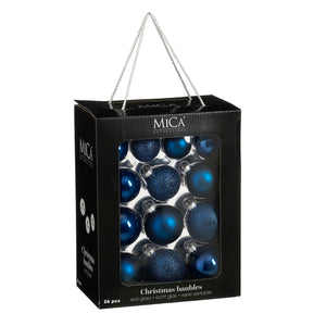Set of 26 dark blue glass Christmas baubles from Mica