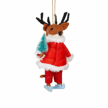 Reindeer with ice skates Christmas ornament