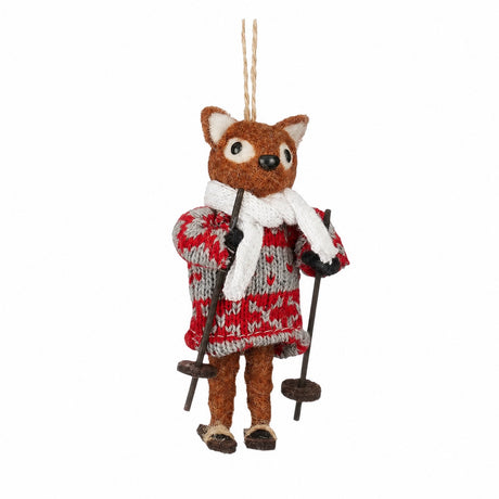 Fox on skis Christmas ornament