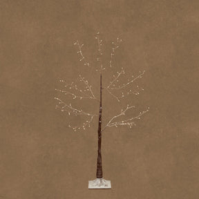 Brown lighted tree with frosted effect, 120 cm tall, from Luca Lighting