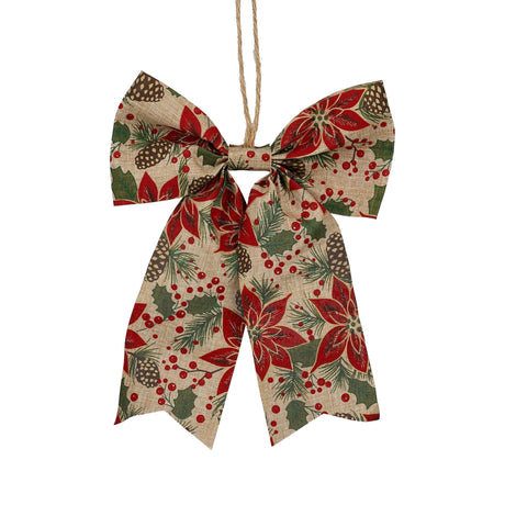 20 cm-wide Christmas bow with festive motifs for Christmas decoration