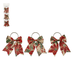 Set of 3 napkin rings with bows and Christmas motifs