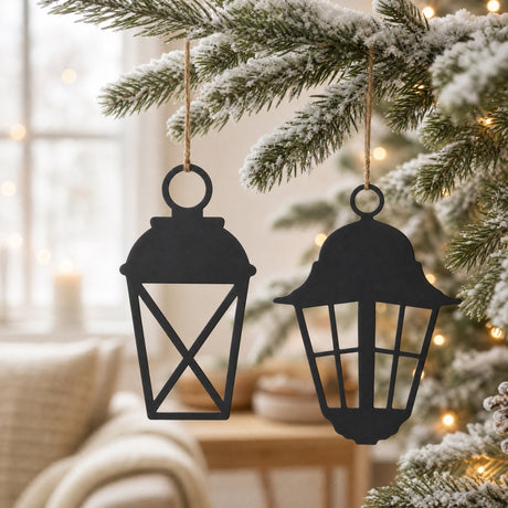 Black Metal Silhouette Lantern for Hanging