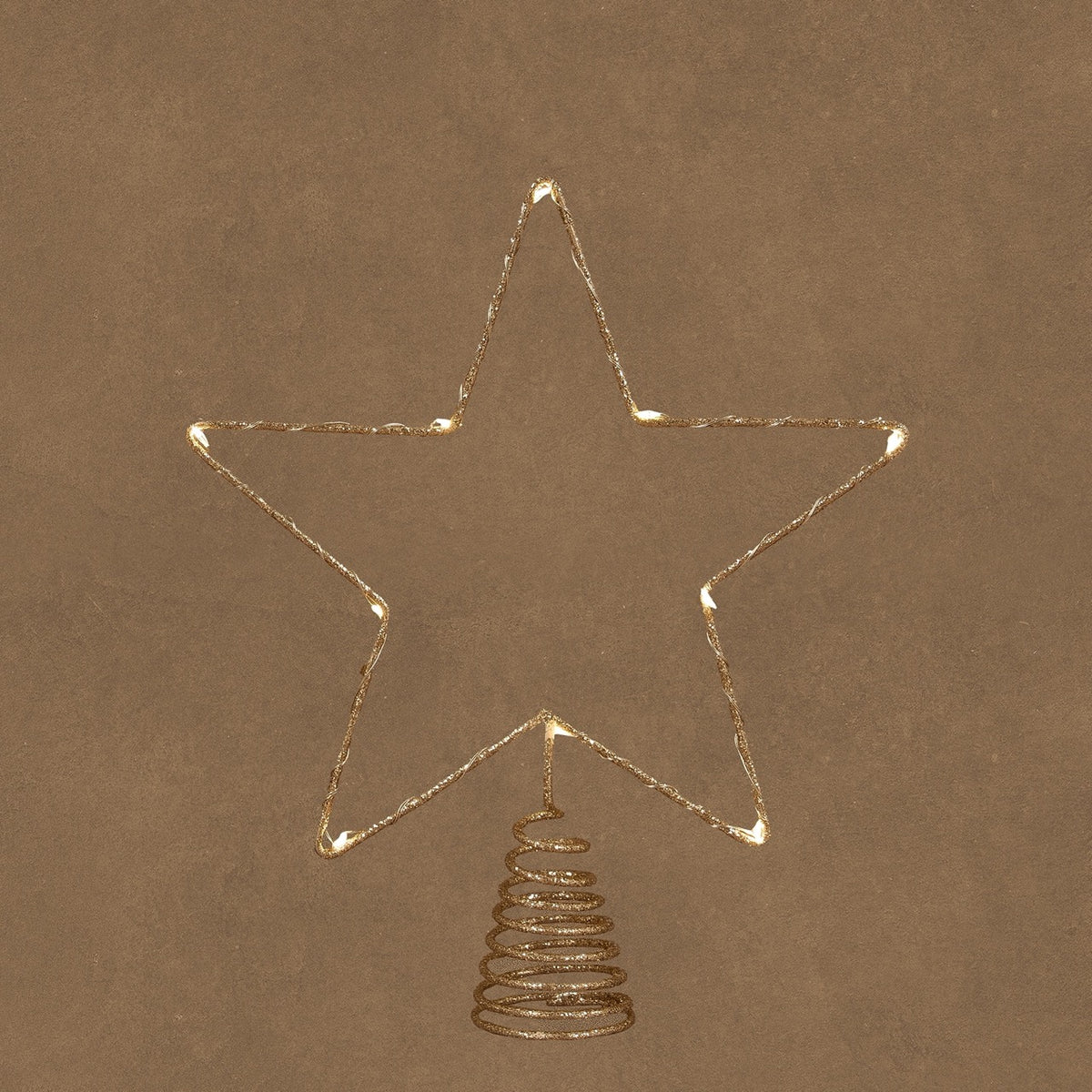 Star tree topper with lights in champagne-colored metal, 27 cm tall, from Luca Lighting
