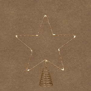 Star tree topper with lights in champagne-colored metal, 27 cm tall, from Luca Lighting