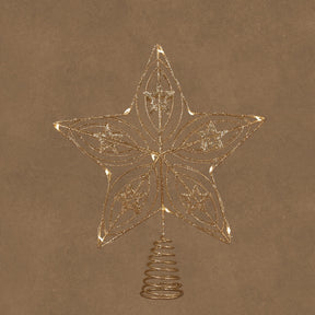 Tree topper star with lights in champagne-colored metal, 30 cm tall, from Luca Lighting