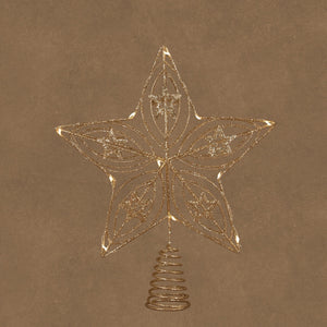 Tree topper star with lights in champagne-colored metal, 30 cm tall, from Luca Lighting