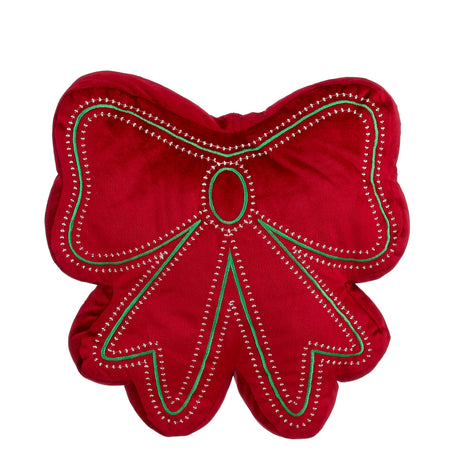 Decorative pillow with red Christmas bow