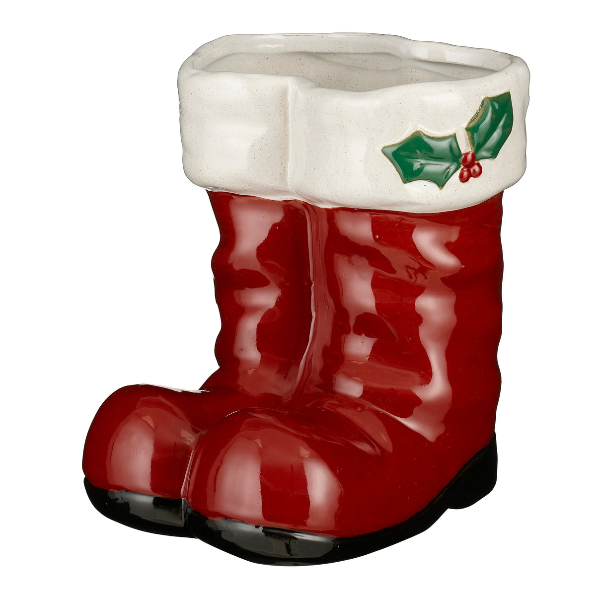 Santa's Boots plant pot cover, 18 cm high