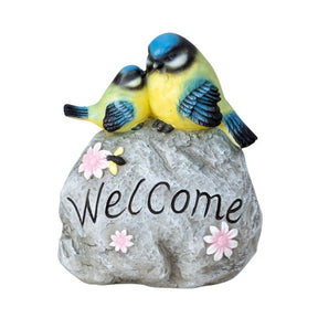 Sten med fugle 35 cm høj