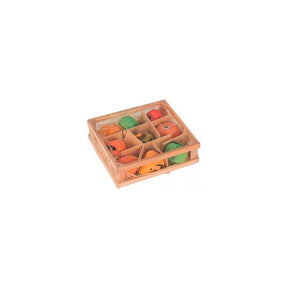 Små græskar i trækasse