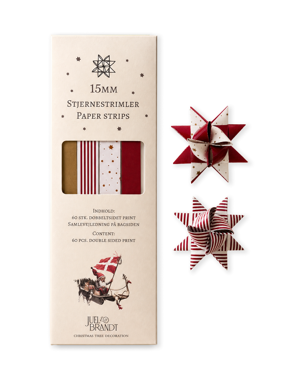 Solid-colored and patterned strips for woven stars from Juel & Brandt