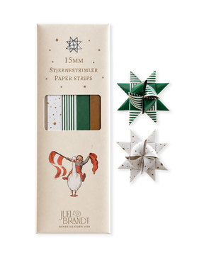 Green 15 mm star ribbon with pattern from Juel & Brandt