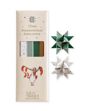 Green 15 mm star ribbon with pattern from Juel & Brandt