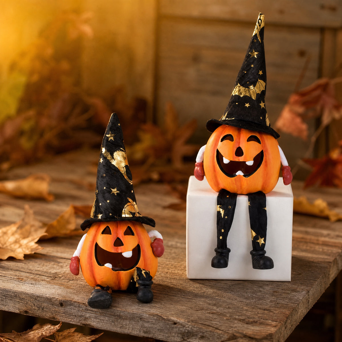 Pumpkin witch with soft legs