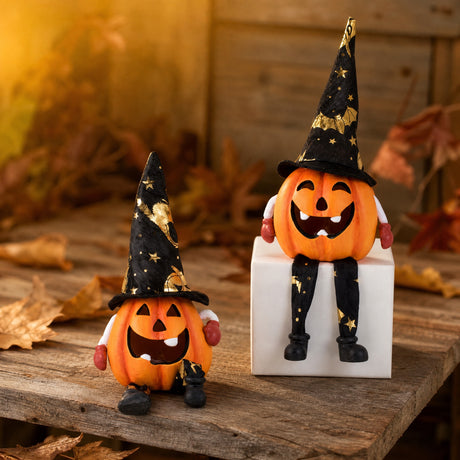 Pumpkin witch with soft legs